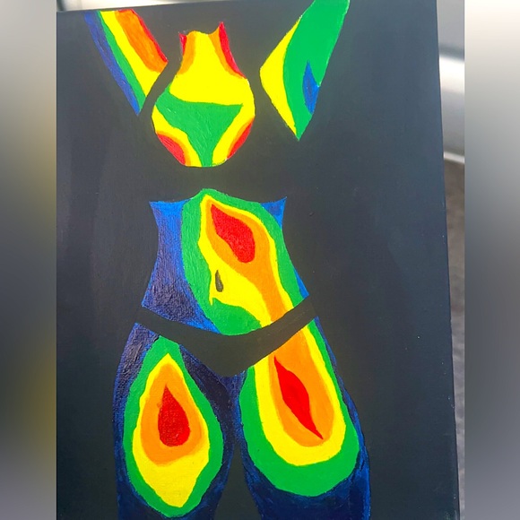 Art Y2k Thermal Body Art Handmade 8x1 Painting Acrylic Comes With